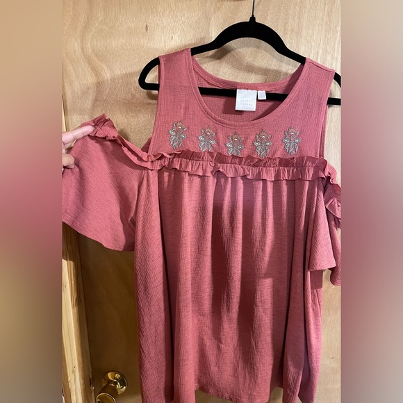 LC Lauren Conrad Cold Shoulder Top Blouse Size XL - Picture 3 of 7
